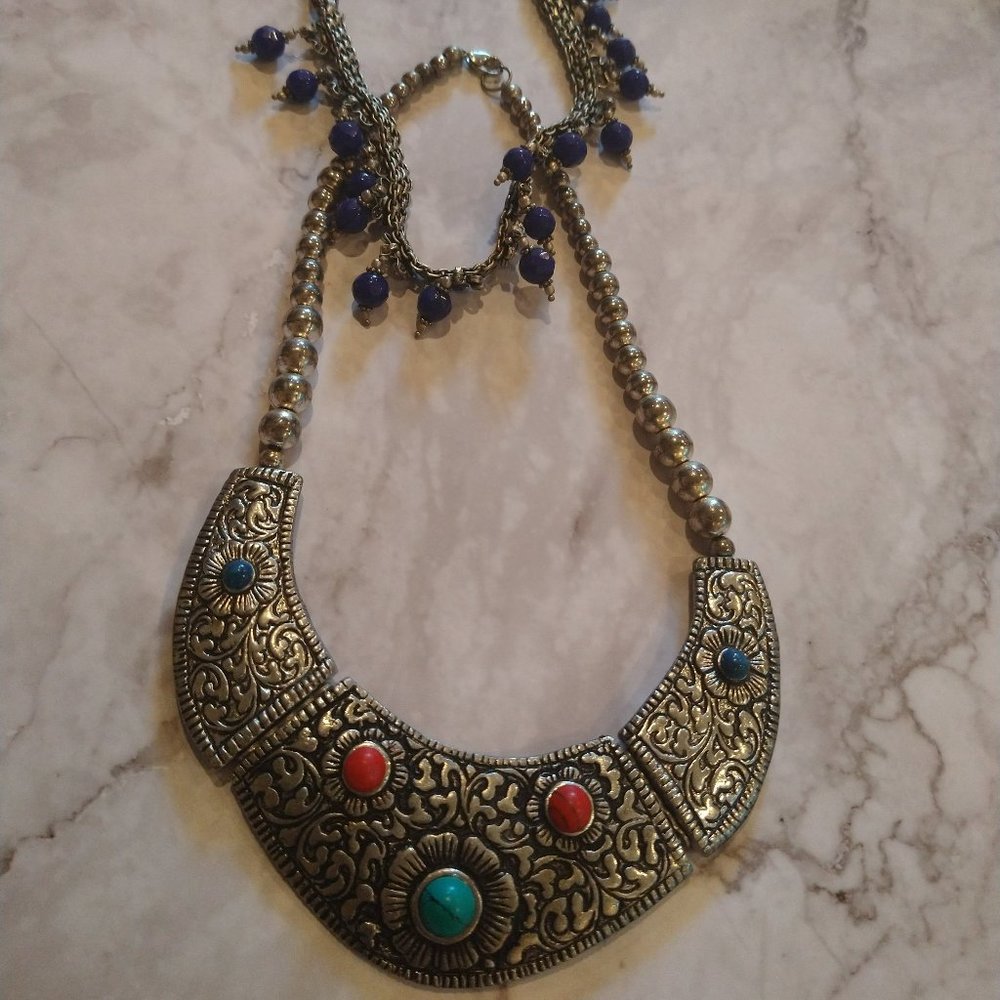 oxidised silver tone indian necklaces